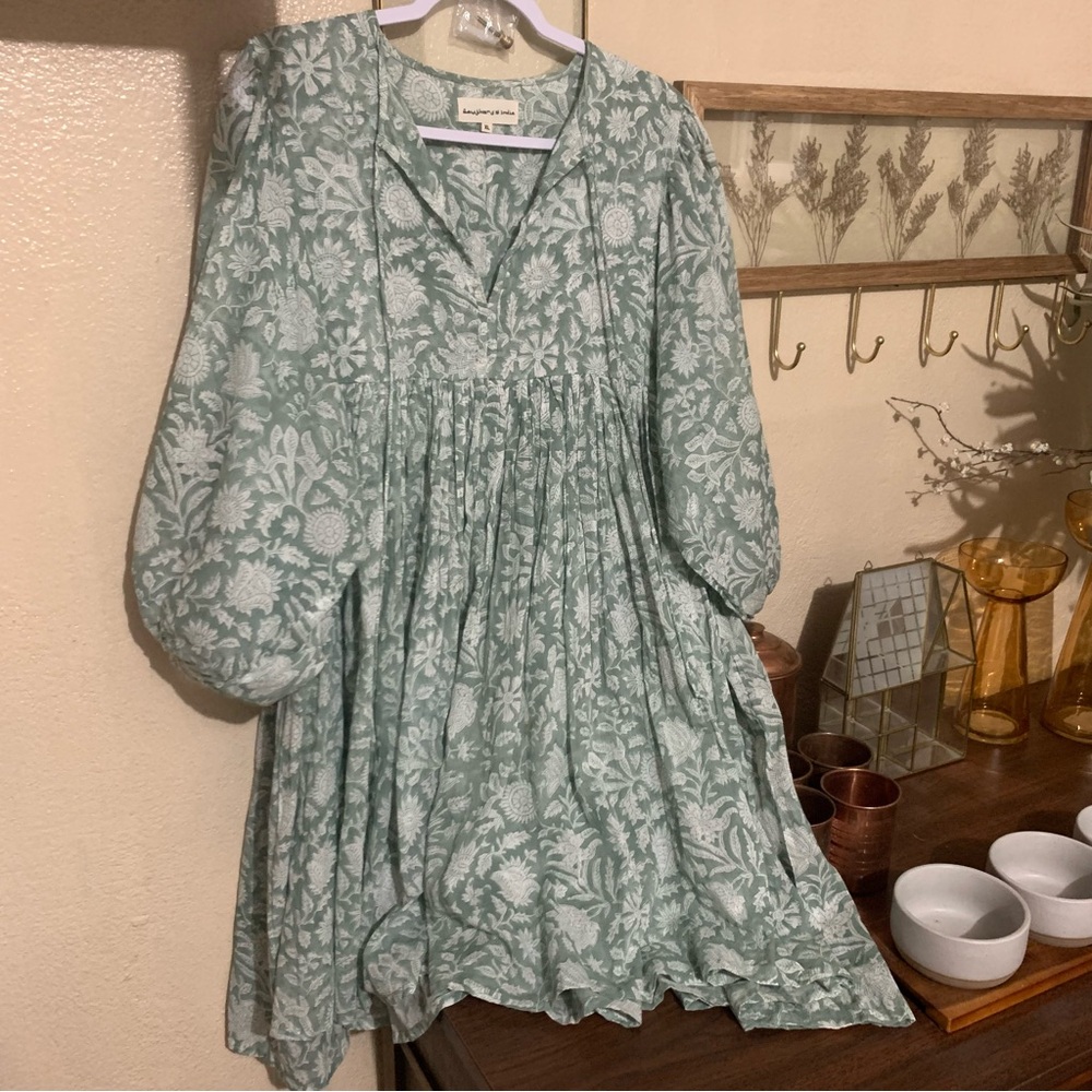 Daughters of India green/Aqua Patterned Mini Dress - Picture 2 of 8